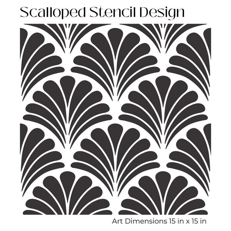 Art Deco Scallops Repeating Pattern Wall Stencil
